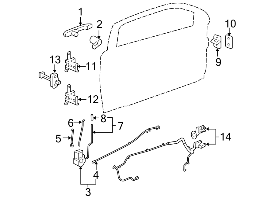 Diagram DOOR. LOCK & HARDWARE. for your 2016 Chevrolet Cruze Limited LS Sedan 1.8L Ecotec FLEX A/T 