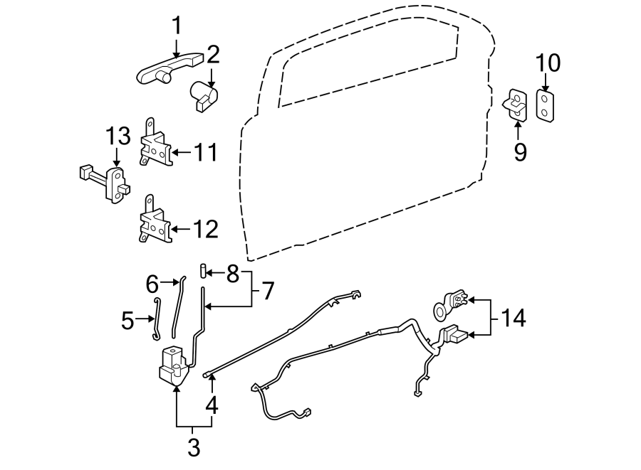 Diagram Front door. Lock & hardware. for your 2016 Chevrolet Cruze Limited LS Sedan 1.8L Ecotec FLEX A/T 