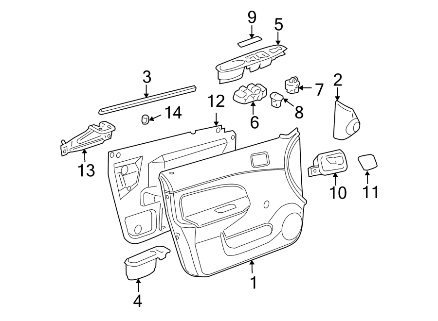 Diagram FRONT DOOR. INTERIOR TRIM. for your 2010 Chevrolet Cobalt LT Sedan 2.2L Ecotec A/T 