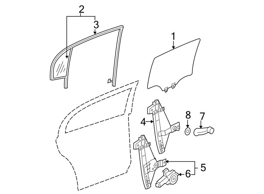 Diagram REAR DOOR. GLASS & HARDWARE. for your Chevrolet Spark  