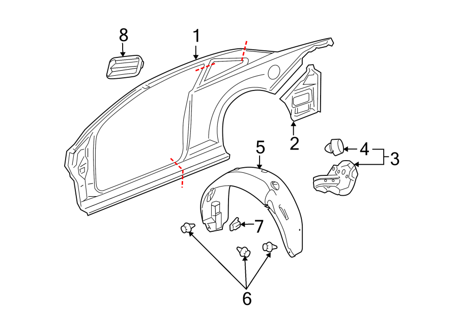 Diagram QUARTER PANEL & COMPONENTS. for your 2010 Chevrolet Cobalt SS Coupe 2.0L Ecotec M/T 