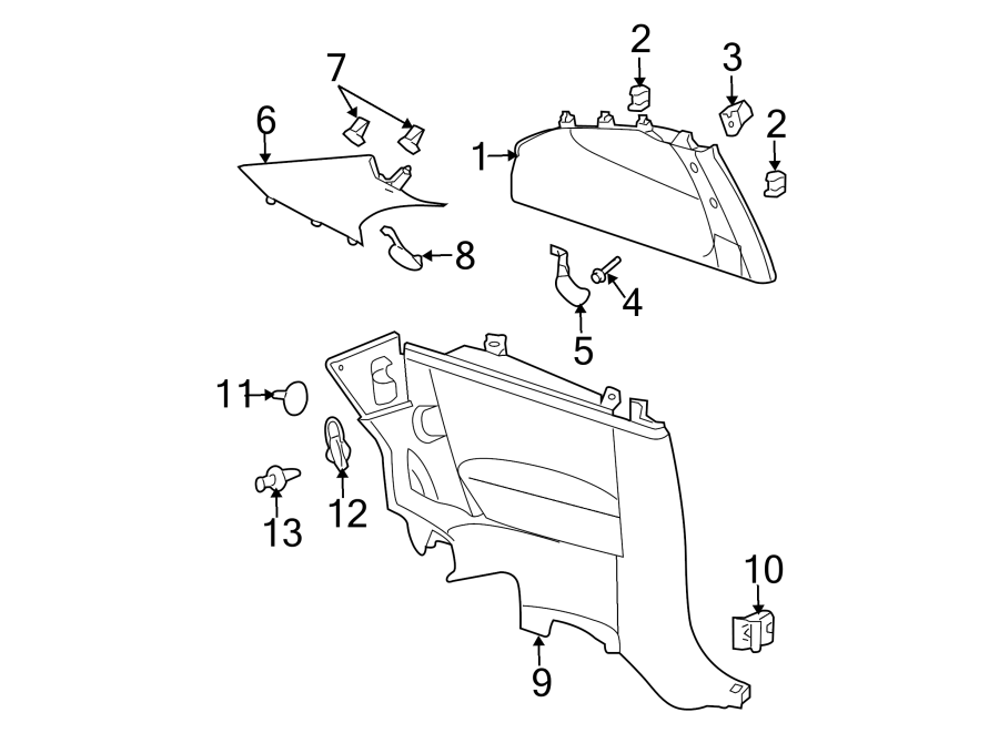 Diagram QUARTER PANEL. INTERIOR TRIM. for your 2009 Chevrolet Cobalt   