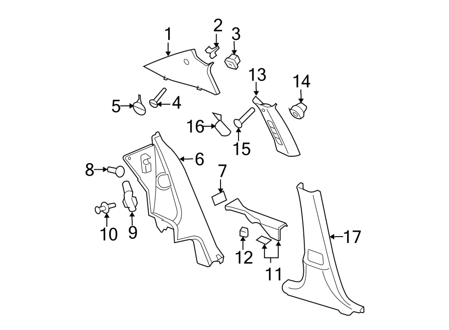 Diagram QUARTER PANEL. INTERIOR TRIM. for your 2009 Chevrolet Cobalt   