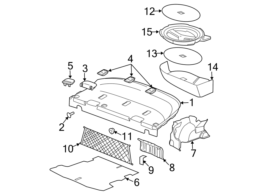 Diagram Rear body & floor. Interior trim. for your 2010 Chevrolet Cobalt Base Coupe 2.2L Ecotec M/T 