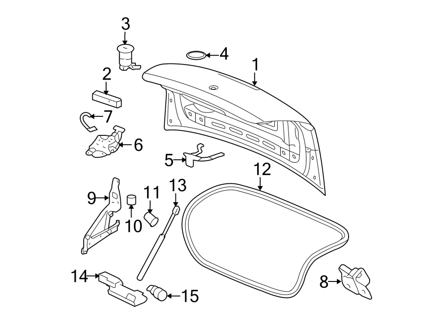 Diagram TRUNK LID. LID & COMPONENTS. for your 2021 Chevrolet Traverse    