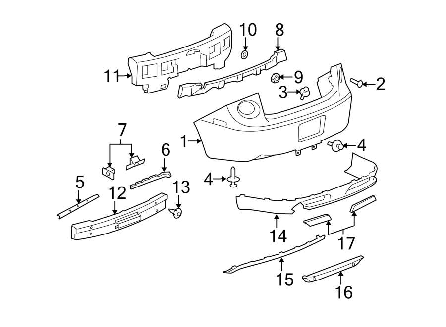 11Rear bumper. Rear suspension. Bumper & components.https://images.simplepart.com/images/parts/motor/fullsize/CL05780.png