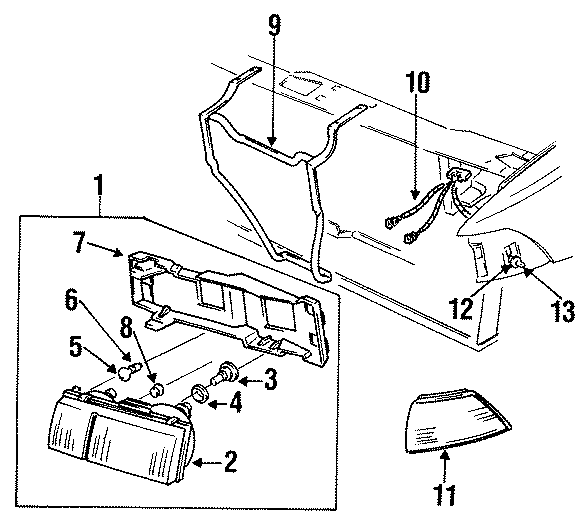 Diagram FRONT LAMPS. HEADLAMP COMPONENTS. for your 2008 Chevrolet Express 2500   