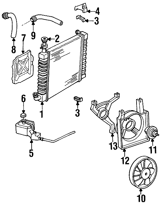 Diagram COOLING FAN. RADIATOR & COMPONENTS. for your 2013 Chevrolet Equinox LTZ Sport Utility  