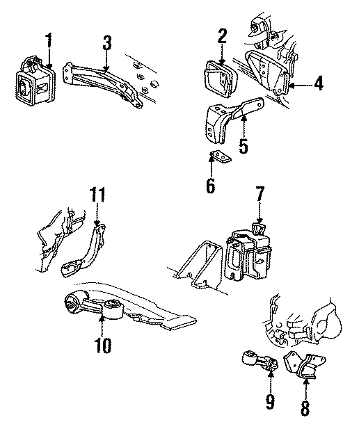 9ENGINE / TRANSAXLE. ENGINE MOUNTING. TRANS MOUNTING.https://images.simplepart.com/images/parts/motor/fullsize/CL88086.png