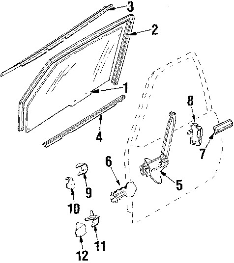 Diagram FRONT DOOR. DOOR HARDWARE. GLASS & HARDWARE. for your 2022 Chevrolet Spark   