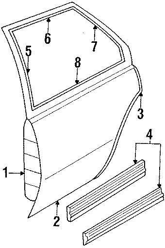 Diagram REAR DOOR. DOOR & COMPONENTS. for your 2021 Chevrolet Spark   