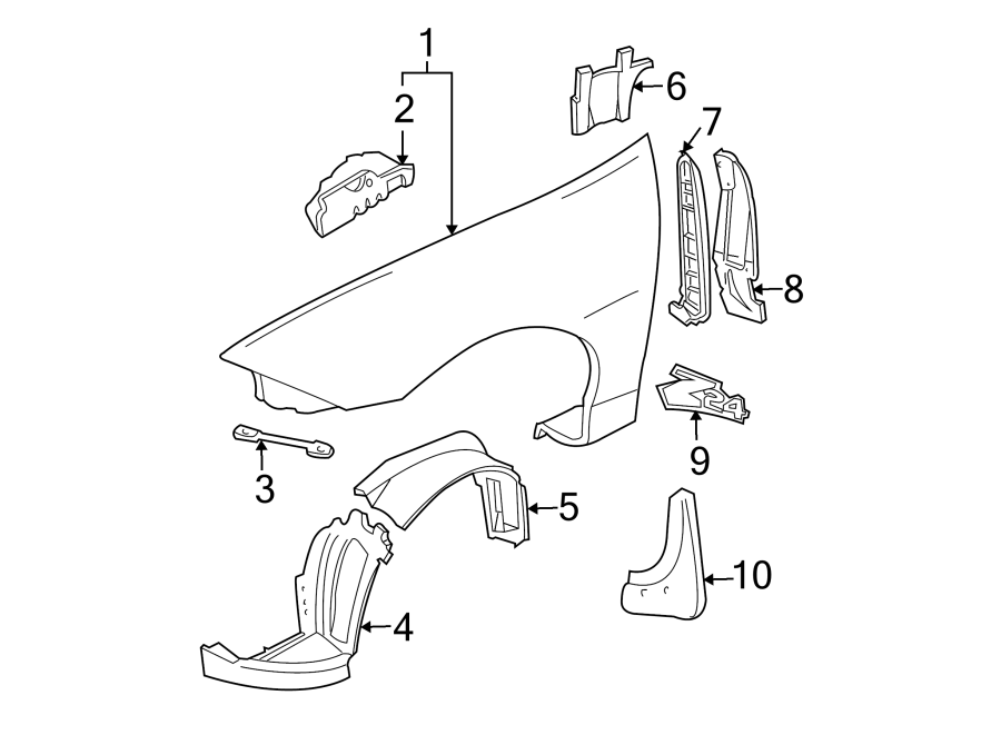 Diagram EXTERIOR TRIM. FENDER & COMPONENTS. for your 2021 GMC Sierra 2500 HD  SLE Extended Cab Pickup Fleetside 