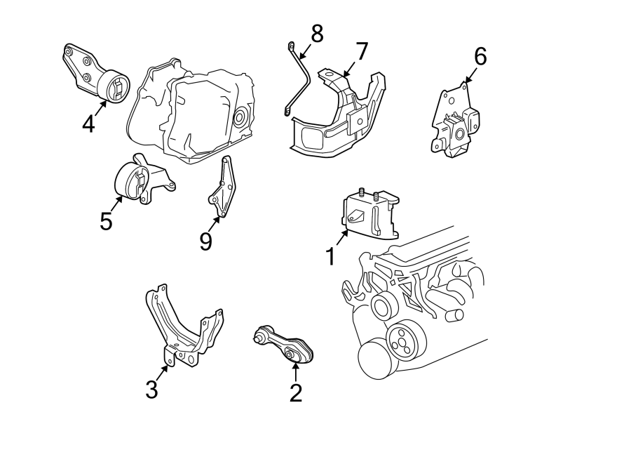 Diagram ENGINE & TRANS MOUNTING. for your 2013 Chevrolet Avalanche Black Diamond LS Crew Cab Pickup Fleetside  