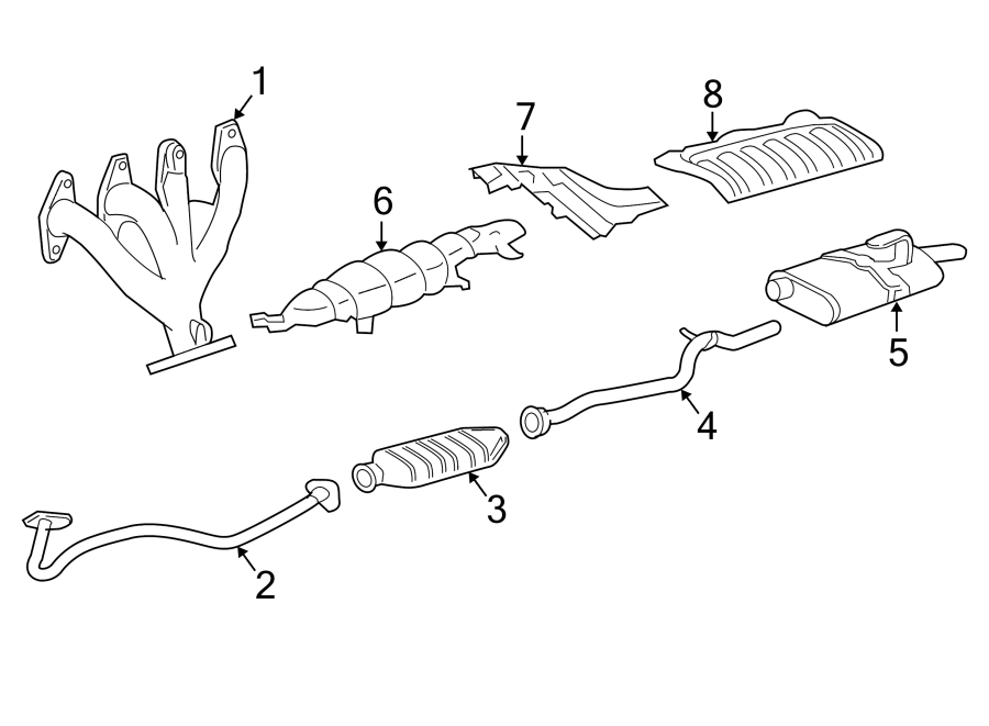 Diagram EXHAUST SYSTEM. EXHAUST COMPONENTS. for your 2024 Chevrolet Camaro  ZL1 Convertible 