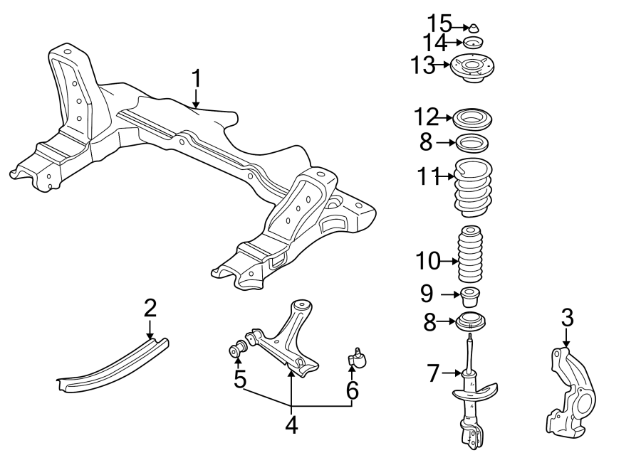 Diagram FRONT SUSPENSION. SUSPENSION COMPONENTS. for your 2015 GMC Sierra 2500 HD 6.6L Duramax V8 DIESEL A/T RWD SLE Standard Cab Pickup Fleetside 