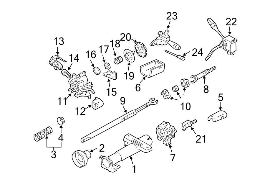 Diagram STEERING COLUMN. HOUSING & COMPONENTS. for your Chevrolet Cavalier  