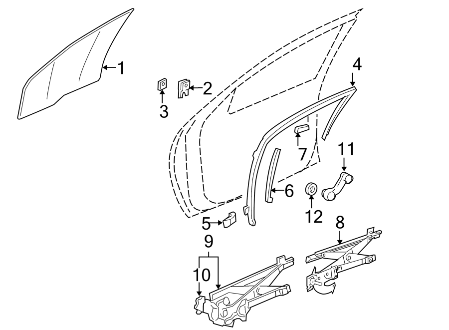 Diagram Door. Glass & hardware. for your 2022 Chevrolet Spark   