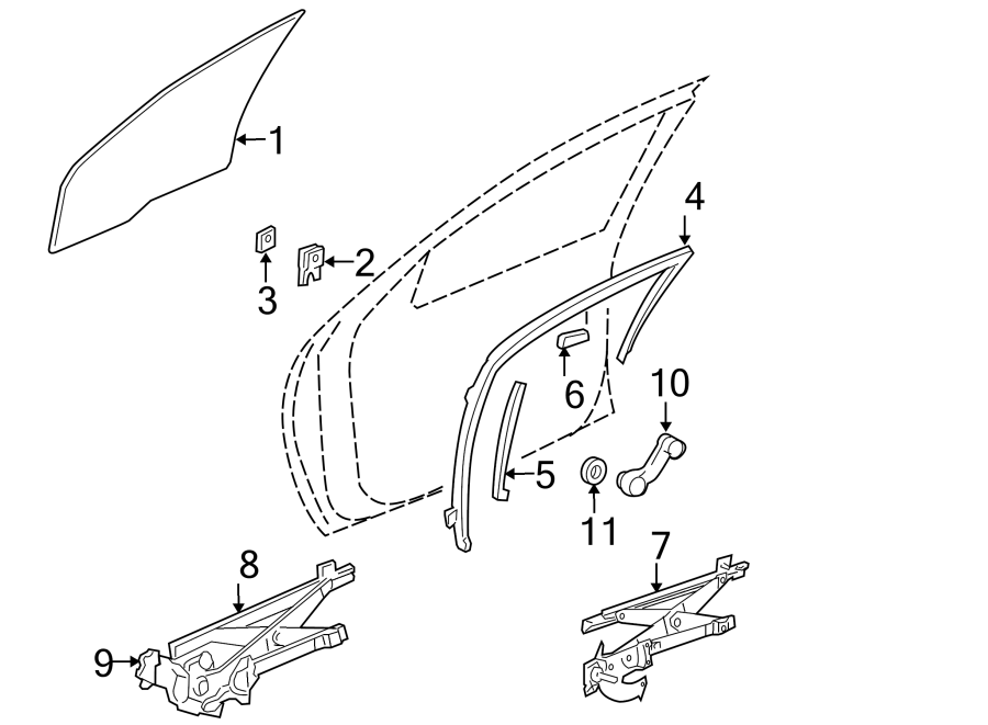 Diagram FRONT DOOR. GLASS & HARDWARE. for your 2020 Chevrolet Spark   