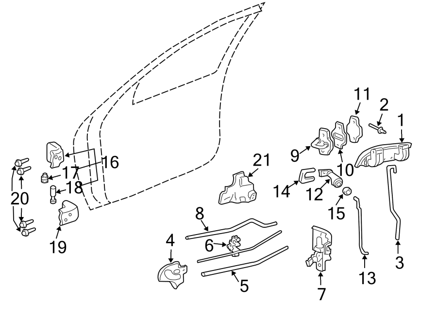 Diagram Front door. Lock & hardware. for your Chevrolet Spark  