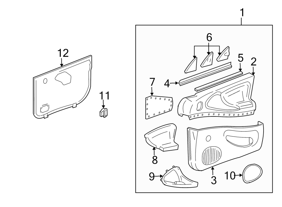 Diagram Front door. Side loading door. Interior trim. for your 2003 Pontiac Aztek   