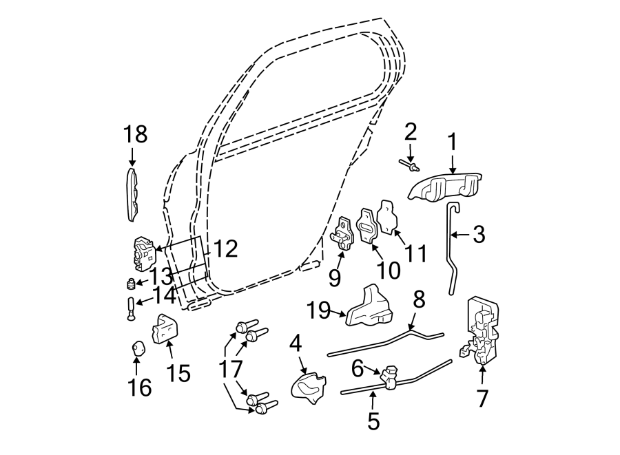 Diagram REAR DOOR. LOCK & HARDWARE. for your Chevrolet Spark  