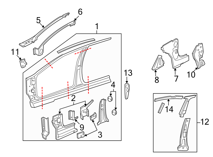 Diagram PILLARS. ROCKER & FLOOR. UNISIDE. for your 1999 Pontiac Montana    