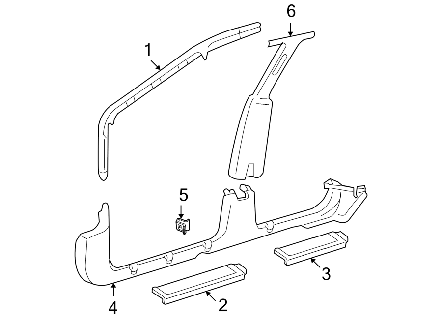 Diagram PILLARS. ROCKER & FLOOR. INTERIOR TRIM. for your 2005 Chevrolet Express 3500   