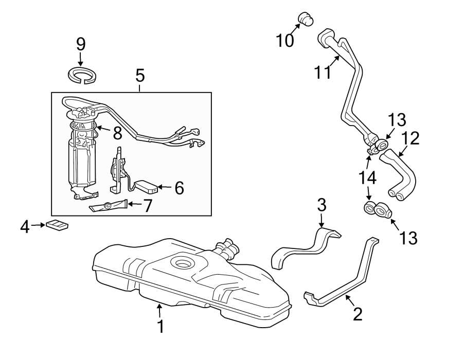 Diagram FUEL SYSTEM COMPONENTS. for your 2018 Cadillac ATS   