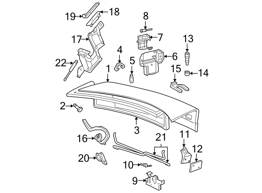 Diagram TRUNK LID. LID & COMPONENTS. for your 2002 Buick Century   