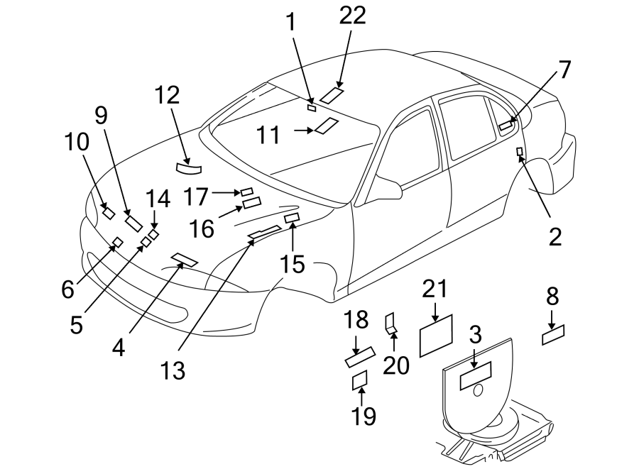 Diagram INFORMATION LABELS. for your Chevrolet