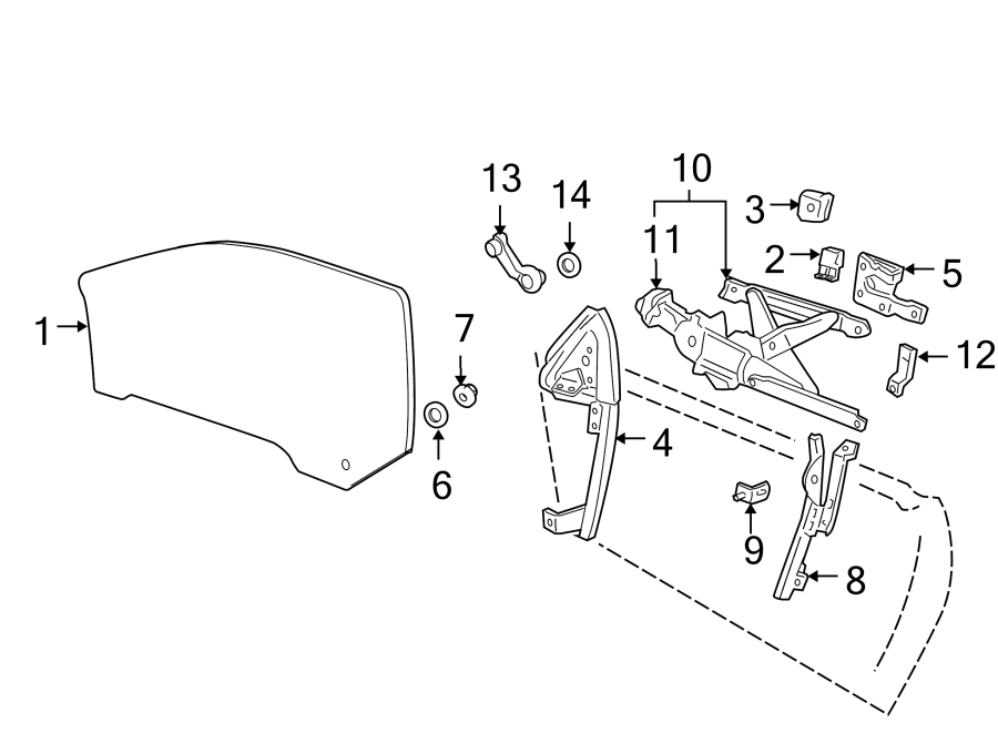 Diagram DOOR. GLASS & HARDWARE. for your 2013 Chevrolet Spark 1.2L Ecotec A/T LT Hatchback 