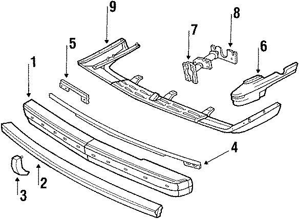 Diagram FRONT BUMPER. BUMPER & COMPONENTS. for your 1984 Chevrolet Celebrity Base Wagon  