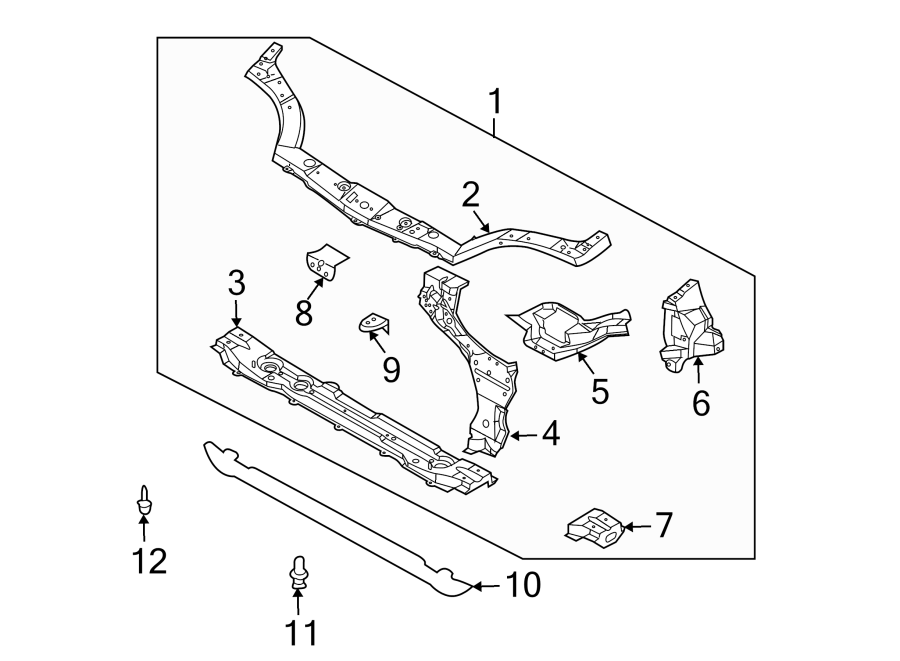 Diagram RADIATOR SUPPORT. for your 2013 GMC Sierra 2500 HD 6.0L Vortec V8 FLEX A/T RWD WT Crew Cab Pickup Fleetside 