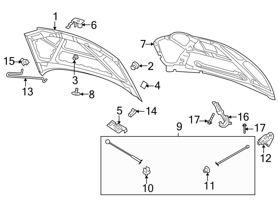 Diagram HOOD & COMPONENTS. for your 2021 Chevrolet Trailblazer   