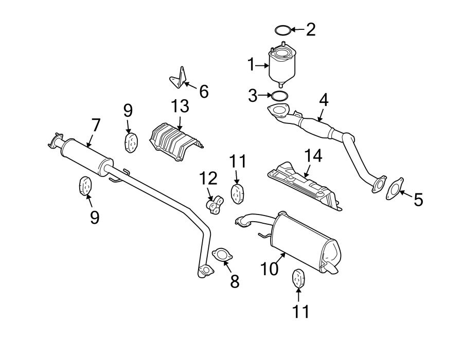 Diagram EXHAUST SYSTEM. EXHAUST COMPONENTS. for your 2018 Chevrolet Spark 1.4L Ecotec CVT ACTIV Hatchback 