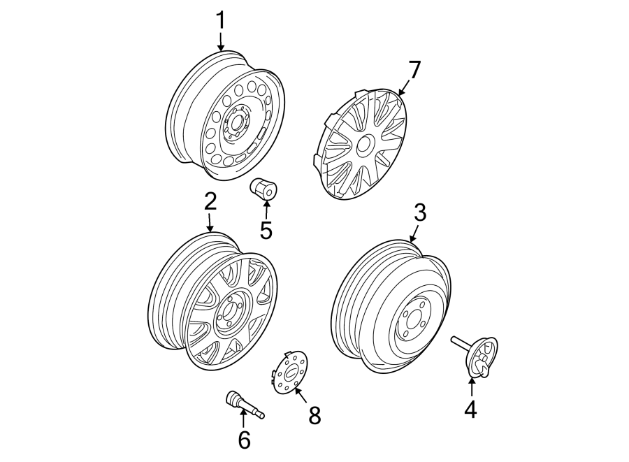 Diagram WHEELS. COVERS & TRIM. for your Chevrolet Aveo   