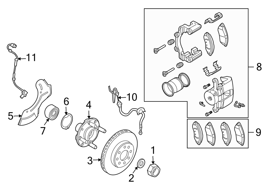 Diagram FRONT SUSPENSION. BRAKE COMPONENTS. for your 2012 GMC Sierra 2500 HD 6.6L Duramax V8 DIESEL A/T 4WD SLE Crew Cab Pickup Fleetside 