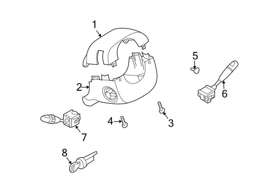 STEERING COLUMN. SHROUD. SWITCHES & LEVERS.