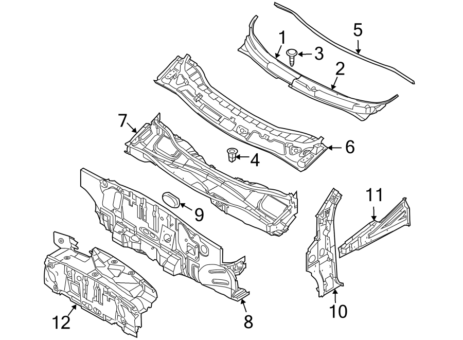 Diagram COWL. for your 2008 Chevrolet Suburban 1500   