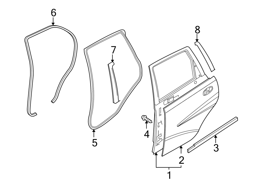 Diagram REAR DOOR. DOOR & COMPONENTS. for your 2002 GMC Sierra 3500 6.0L Vortec V8 M/T RWD Base Extended Cab Pickup Fleetside 