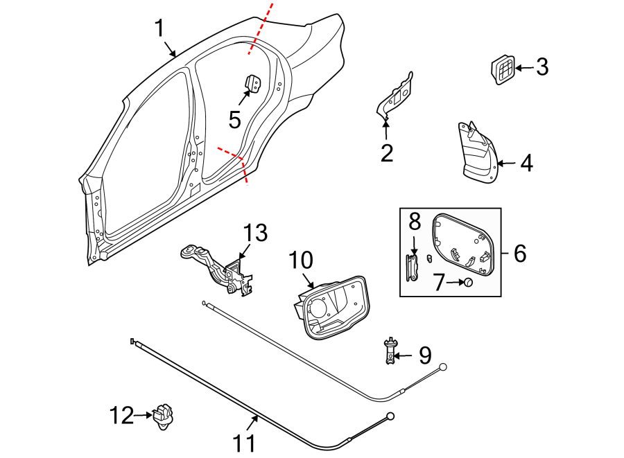 Diagram QUARTER PANEL & COMPONENTS. for your 2005 Chevrolet Trailblazer   