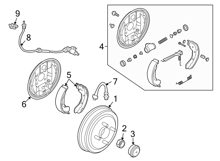 Diagram REAR SUSPENSION. BRAKE COMPONENTS. for your 2002 GMC Sierra 2500 HD 6.0L Vortec V8 A/T RWD SL Standard Cab Pickup Fleetside 