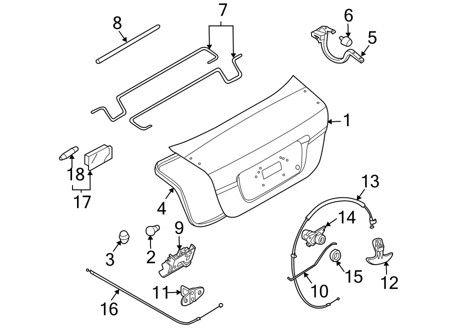 Diagram TRUNK LID. LID & COMPONENTS. for your 1990 Buick Century   