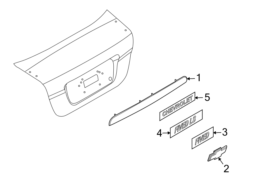 Diagram TRUNK LID. EXTERIOR TRIM. for your Chevrolet Aveo   