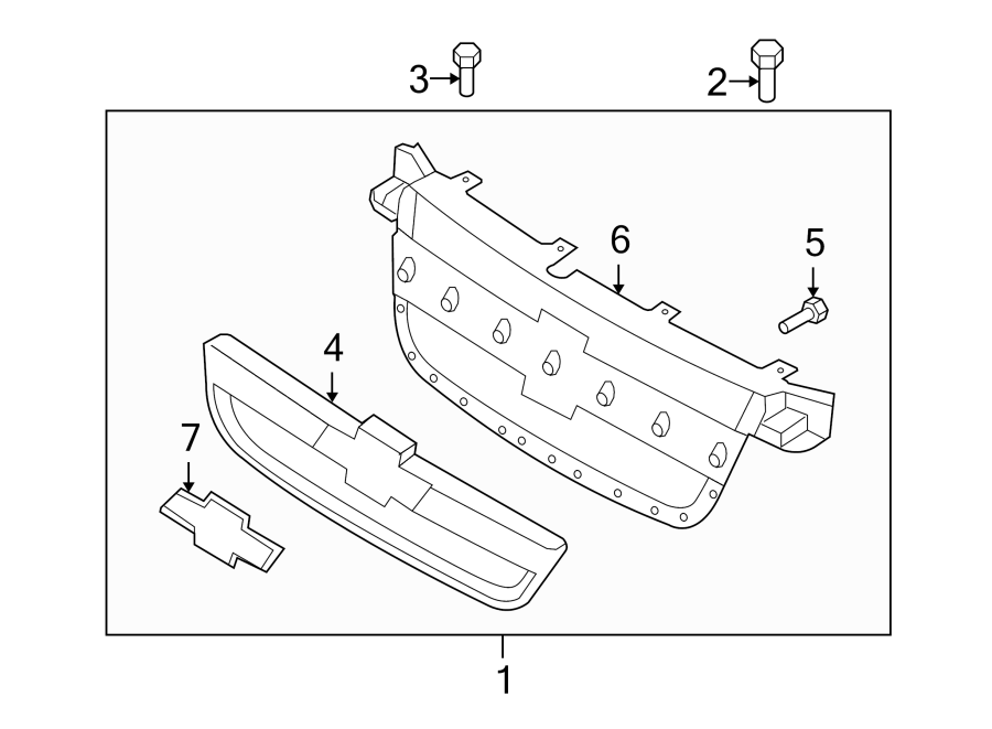 Diagram FRONT BUMPER & GRILLE. GRILLE & COMPONENTS. for your 2008 Chevrolet Suburban 2500   