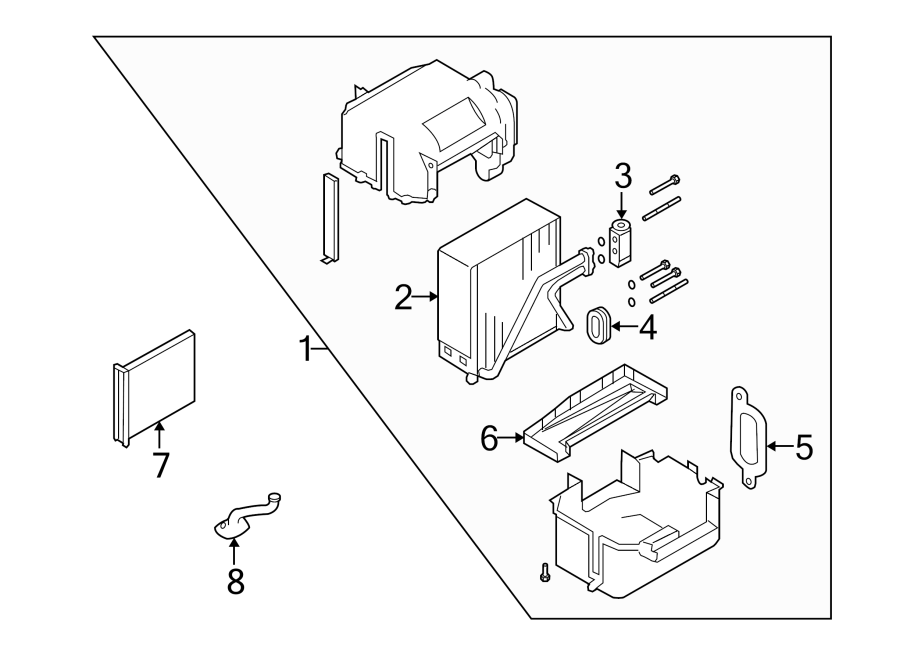 AIR CONDITIONER & HEATER. EVAPORATOR COMPONENTS.