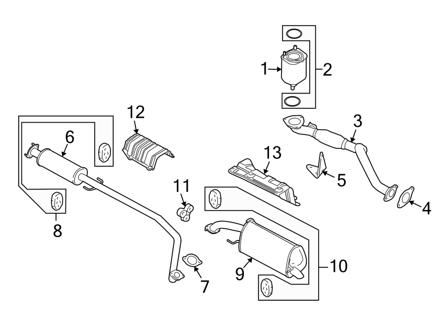 Diagram EXHAUST SYSTEM. EXHAUST COMPONENTS. for your 2018 Chevrolet Spark 1.4L Ecotec CVT ACTIV Hatchback 