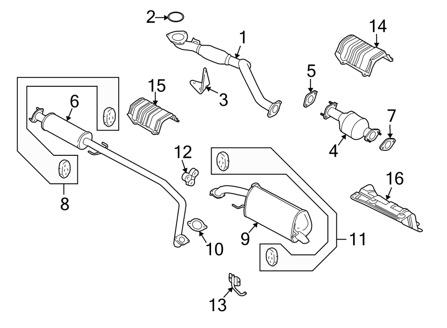 Diagram EXHAUST SYSTEM. EXHAUST COMPONENTS. for your 2018 Chevrolet Spark 1.4L Ecotec CVT ACTIV Hatchback 