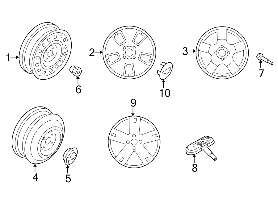 Diagram WHEELS. COVERS & TRIM. for your Chevrolet Aveo   