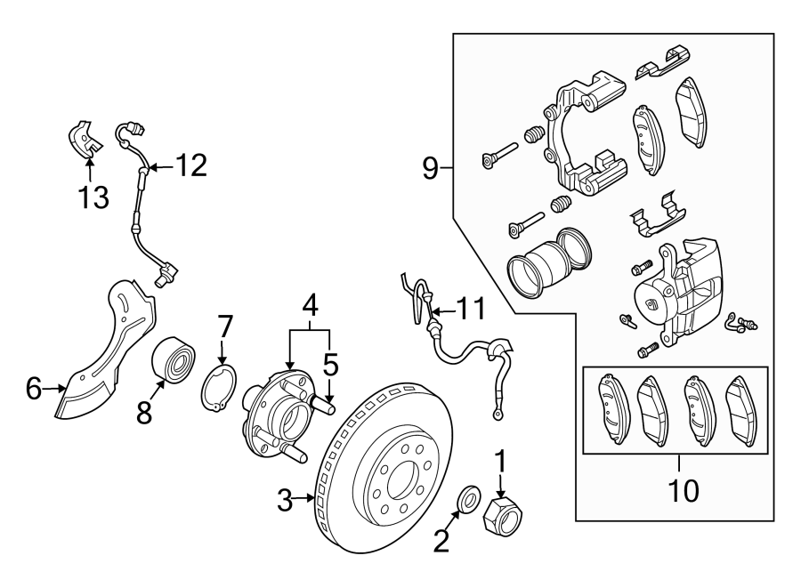 Diagram FRONT SUSPENSION. BRAKE COMPONENTS. for your 2012 GMC Sierra 2500 HD 6.6L Duramax V8 DIESEL A/T 4WD SLE Crew Cab Pickup Fleetside 